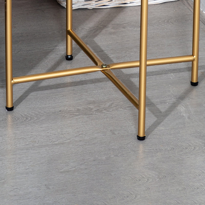 Modern Cross Legs Corner Table Round Tray Top Side End Table