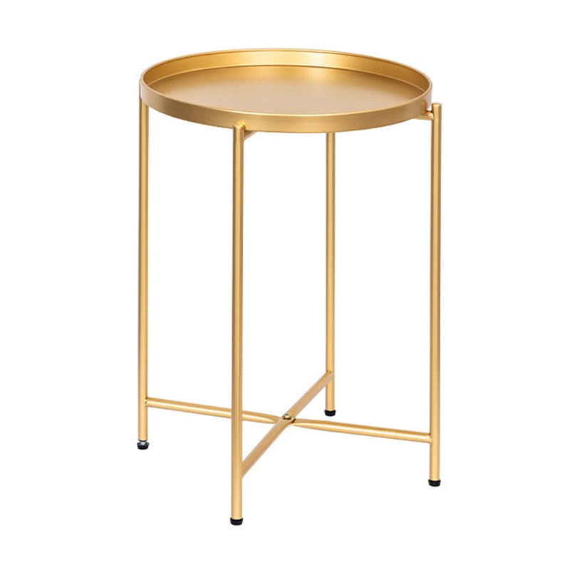 Modern Cross Legs Corner Table Round Tray Top Side End Table