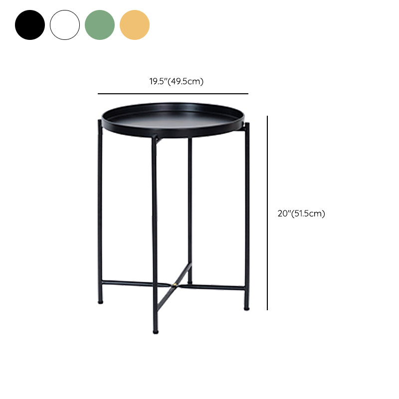 Modern Cross Legs Corner Table Round Tray Top Side End Table