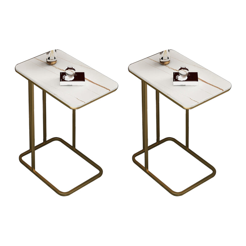 Modern C Corner Table Round Slate Side End Table for Living Room