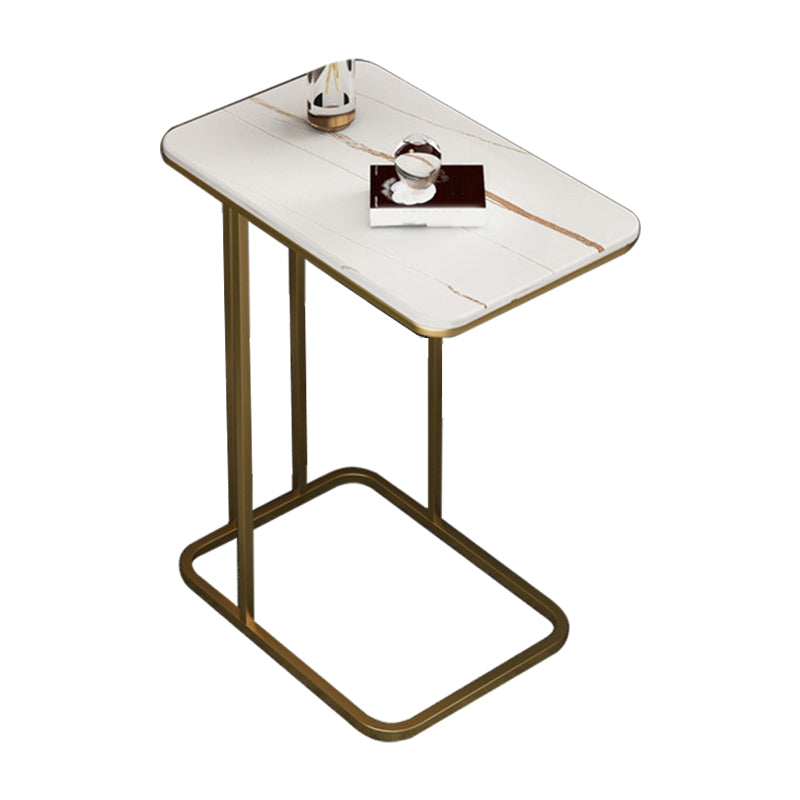 Modern C Corner Table Round Slate Side End Table for Living Room