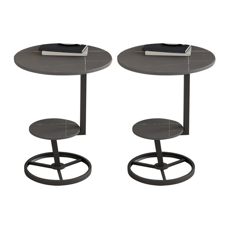 Modern Abstract Corner Table Round Slate Side End Table for Living Room