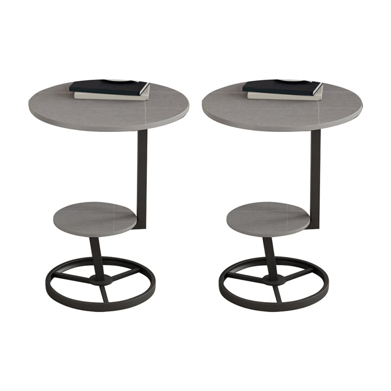 Modern Abstract Corner Table Round Slate Side End Table for Living Room