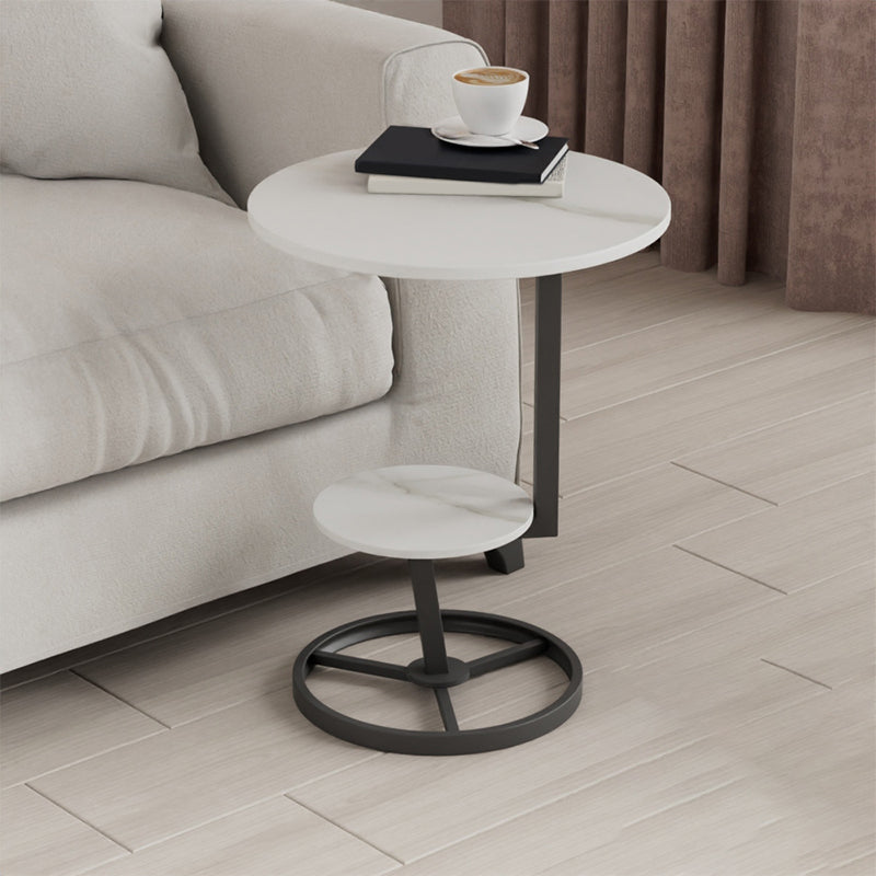 Modern Abstract Corner Table Round Slate Side End Table for Living Room