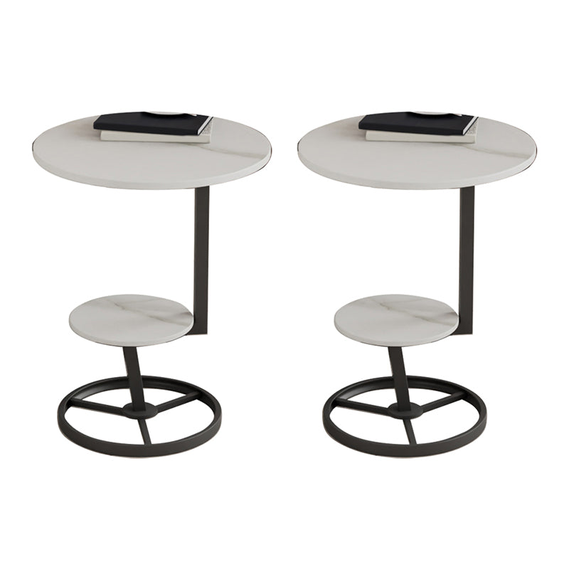Modern Abstract Corner Table Round Slate Side End Table for Living Room
