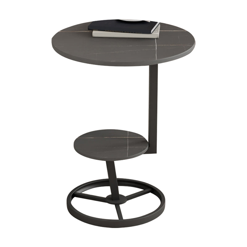 Modern Abstract Corner Table Round Slate Side End Table for Living Room