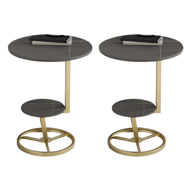 Modern Abstract Corner Table Round Slate Side End Table for Living Room
