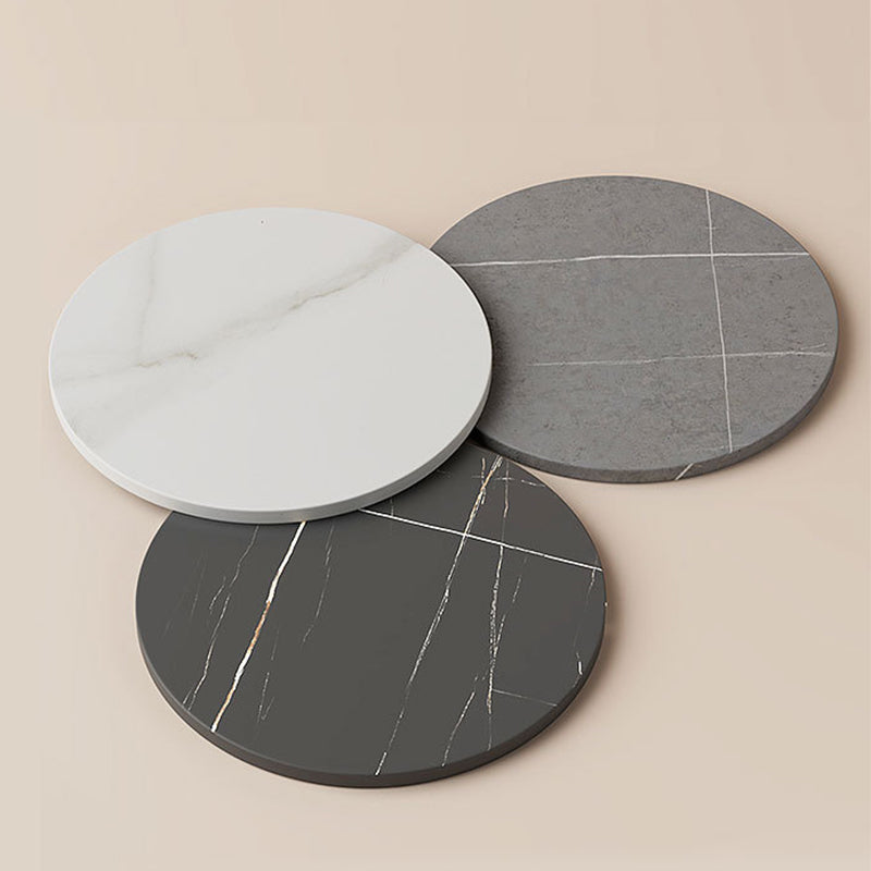 Modern Abstract Corner Table Round Slate Side End Table for Living Room