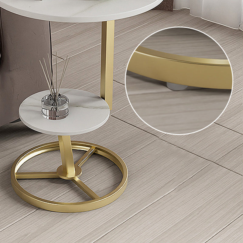 Modern Abstract Corner Table Round Slate Side End Table for Living Room