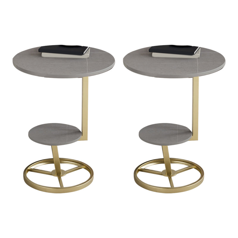 Modern Abstract Corner Table Round Slate Side End Table for Living Room