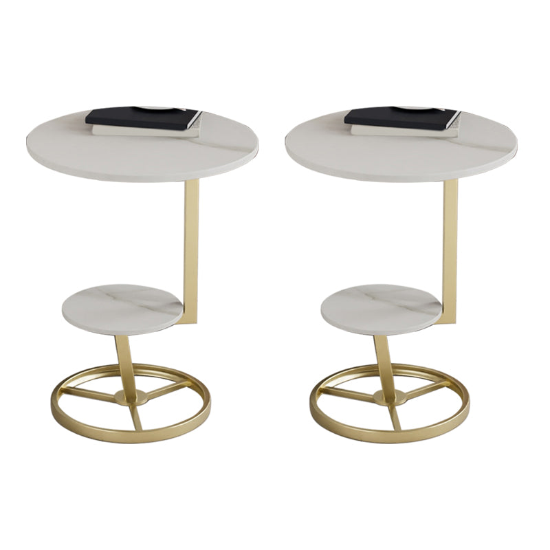 Modern Abstract Corner Table Round Slate Side End Table for Living Room