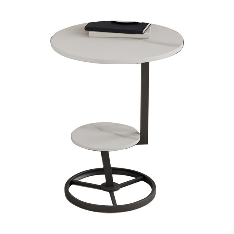 Modern Abstract Corner Table Round Slate Side End Table for Living Room