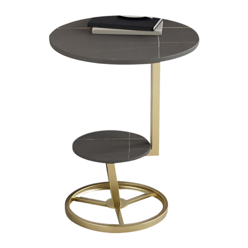 Modern Abstract Corner Table Round Slate Side End Table for Living Room
