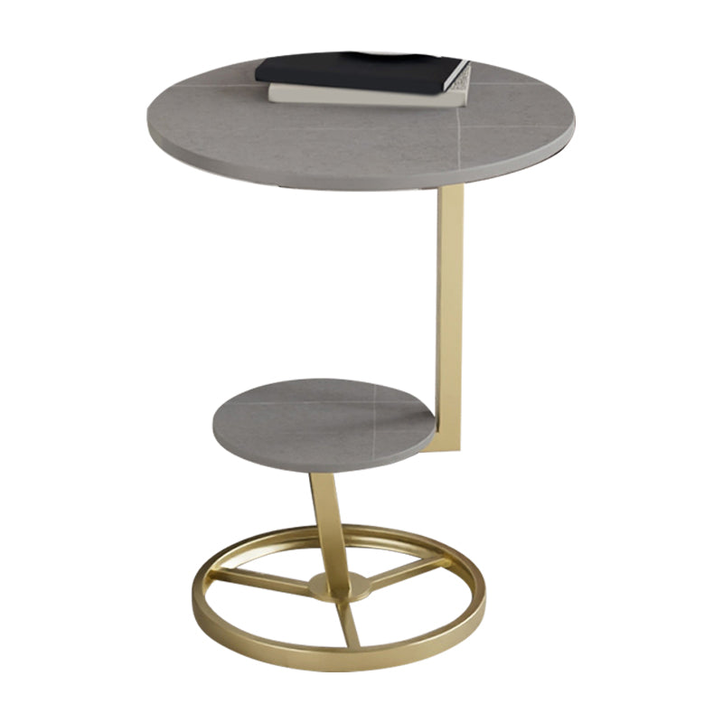 Modern Abstract Corner Table Round Slate Side End Table for Living Room
