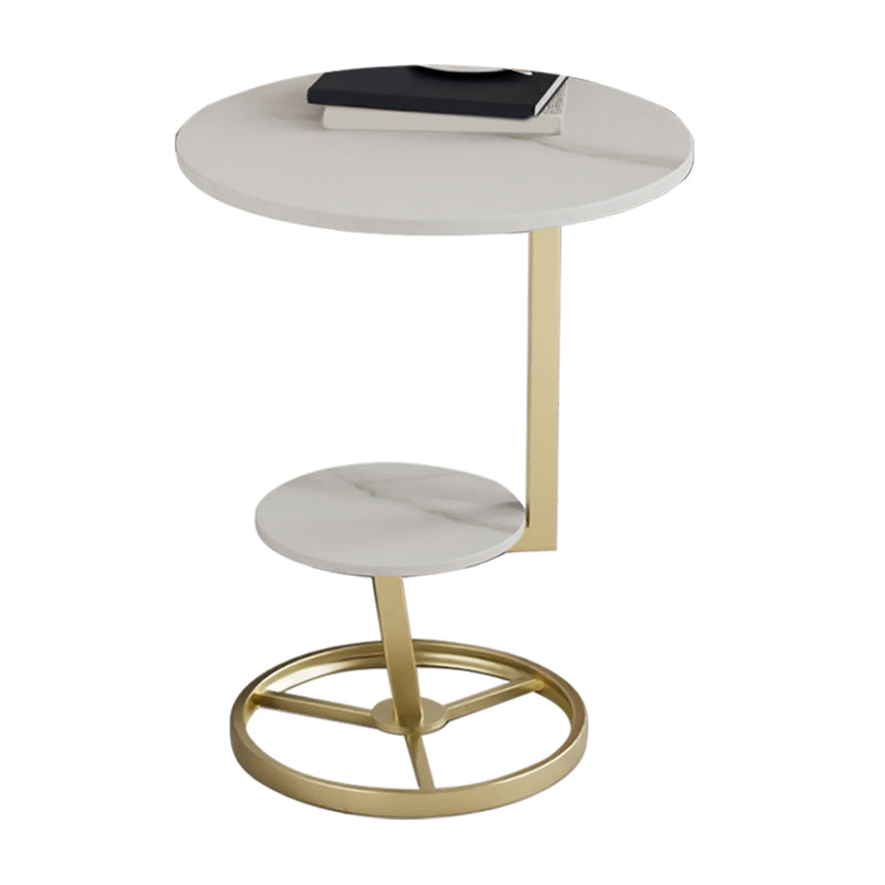Modern Abstract Corner Table Round Slate Side End Table for Living Room