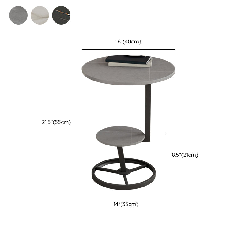Modern Abstract Corner Table Round Slate Side End Table for Living Room