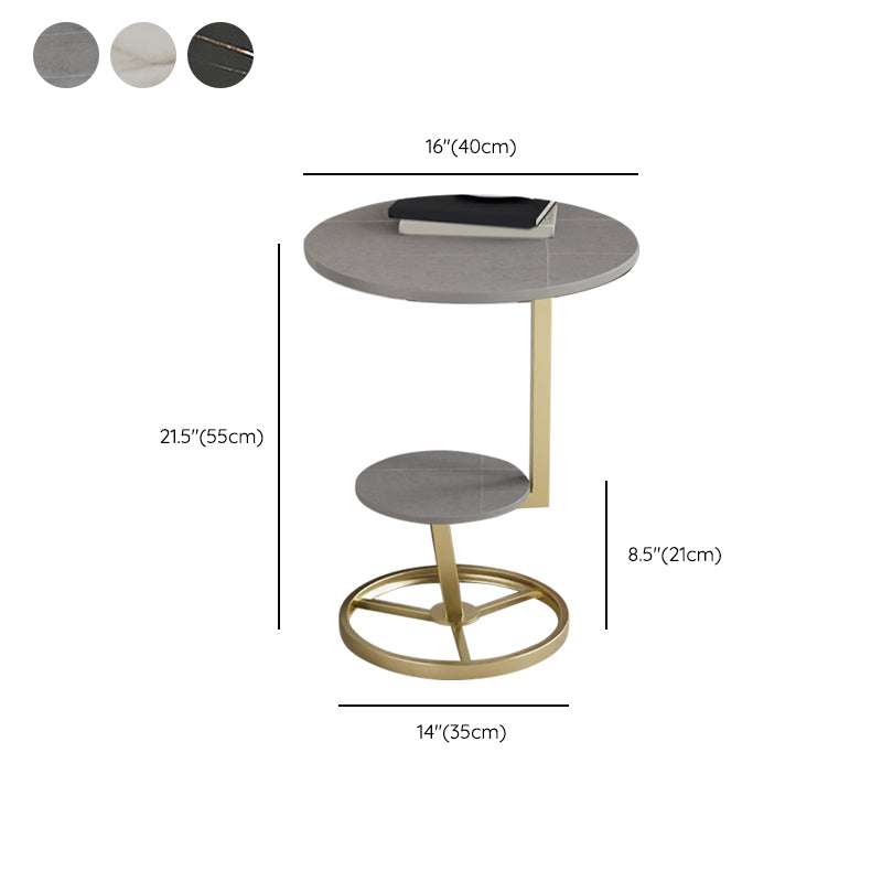 Modern Abstract Corner Table Round Slate Side End Table for Living Room