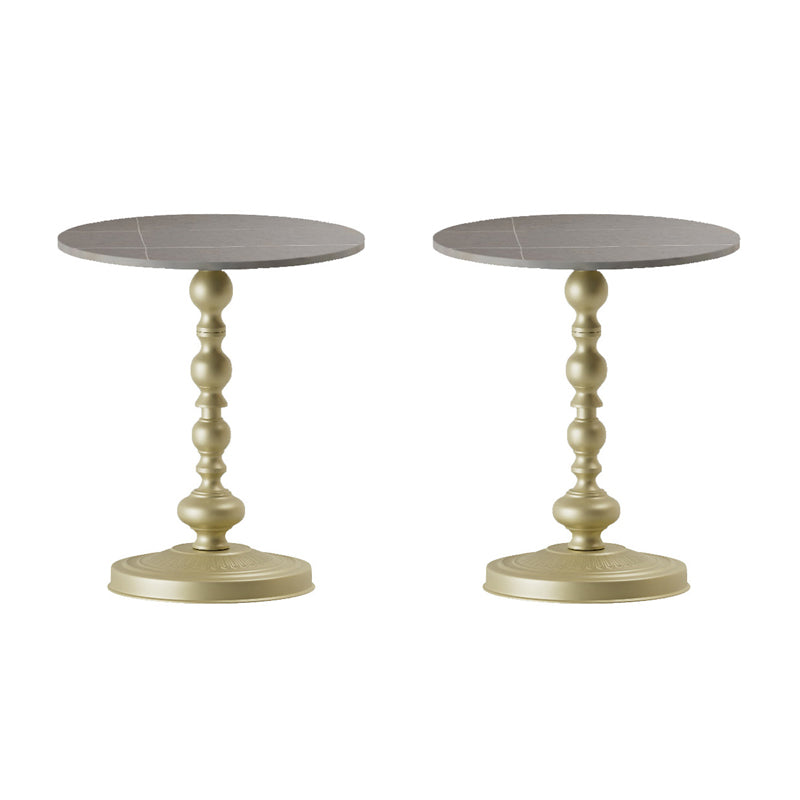 Modern Pedestal Corner Table Round Slate Side End Table for Living Room