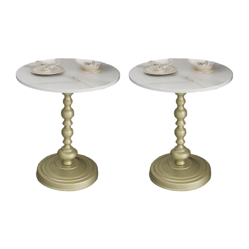 Modern Pedestal Corner Table Round Slate Side End Table for Living Room