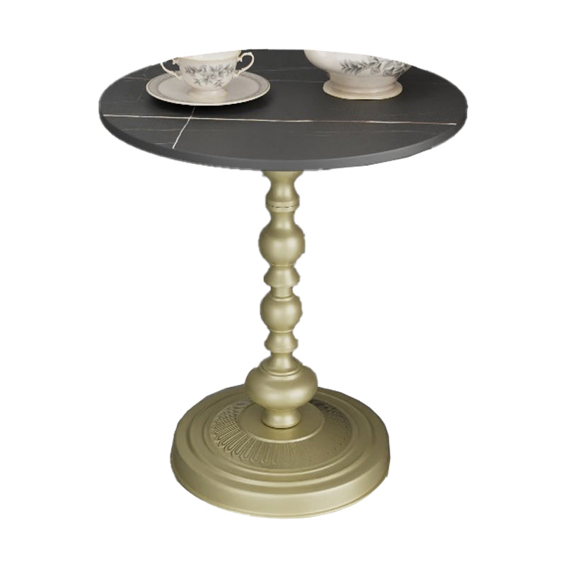 Modern Pedestal Corner Table Round Slate Side End Table for Living Room