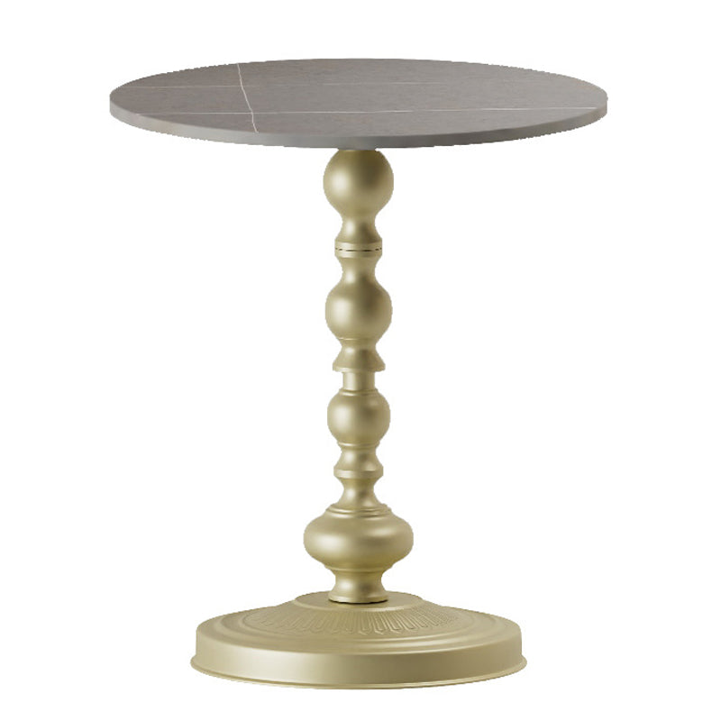 Modern Pedestal Corner Table Round Slate Side End Table for Living Room