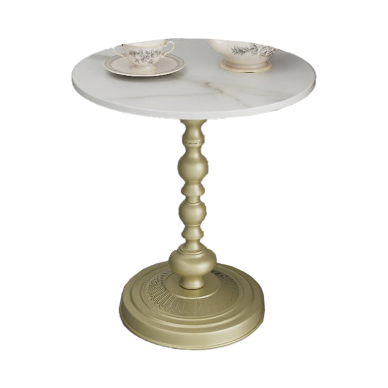 Modern Pedestal Corner Table Round Slate Side End Table for Living Room