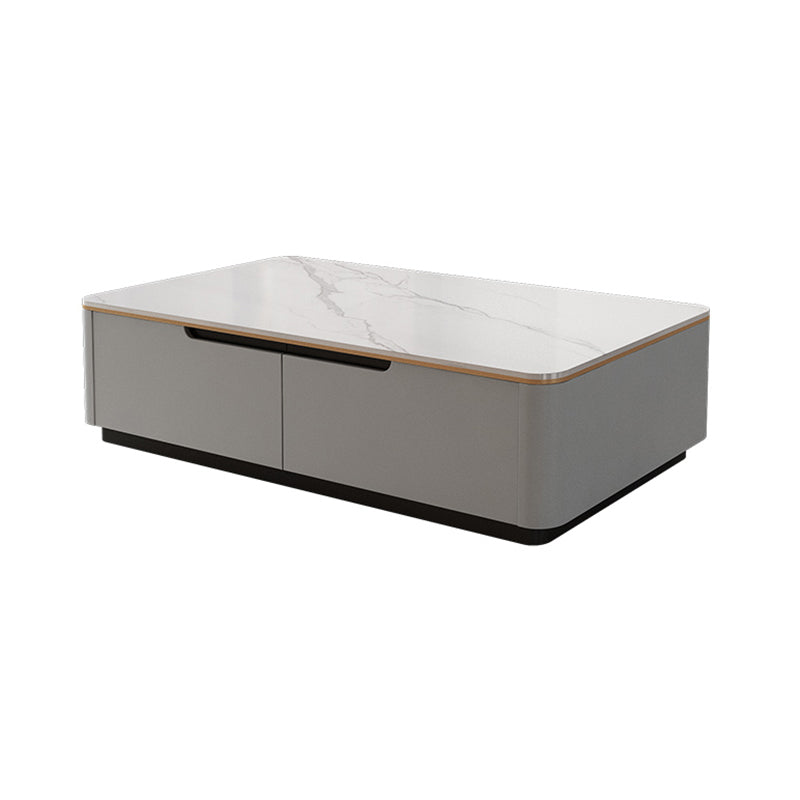 Glam Stone Coffee Table Slate Rectangular Square Cocktail Table in White