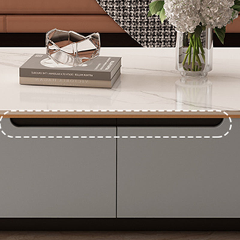 Glam Stone Coffee Table Slate Rectangular Square Cocktail Table in White