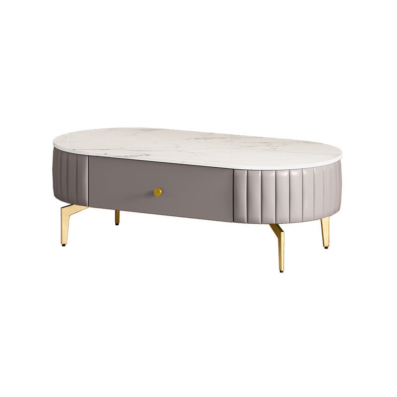 Glam 4 Legs Metal Coffee Table Draw included Oval Single Cocktail Table