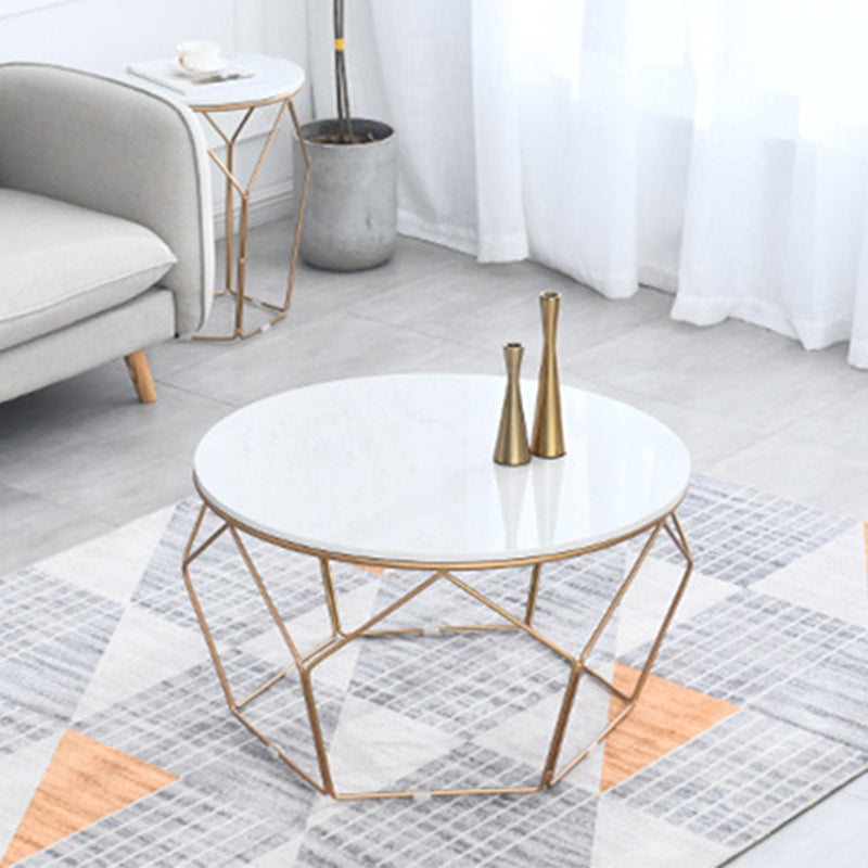 Round Coffee Table Minimalist Coffee Table for Living Room in White