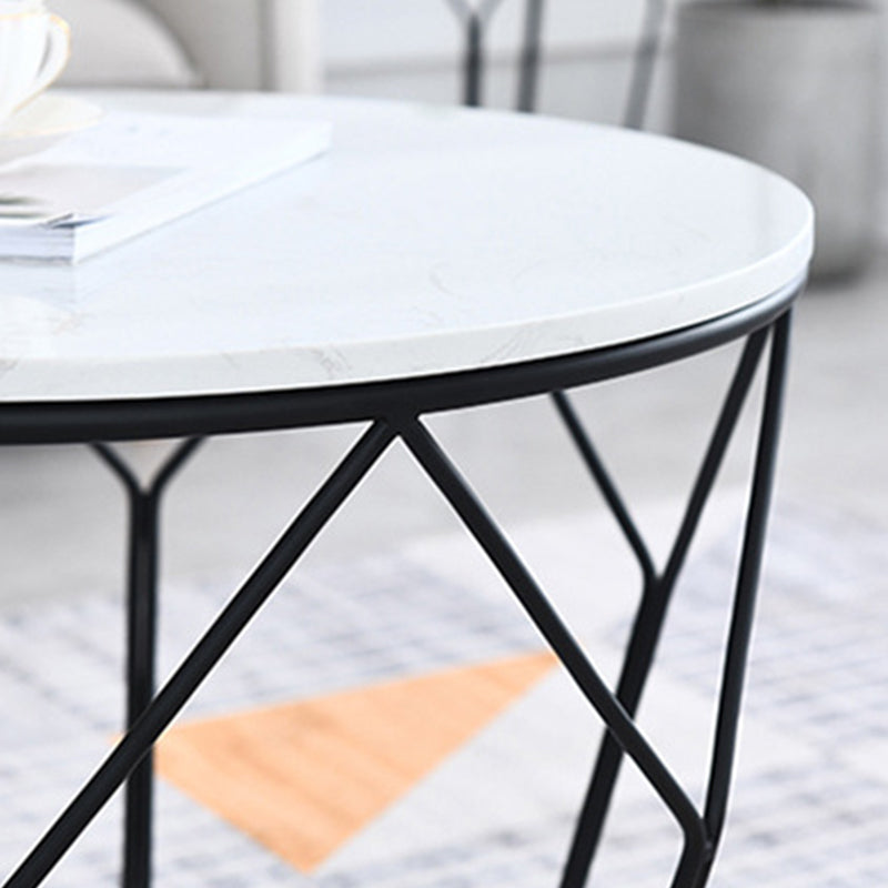 Round Coffee Table Minimalist Coffee Table for Living Room in White