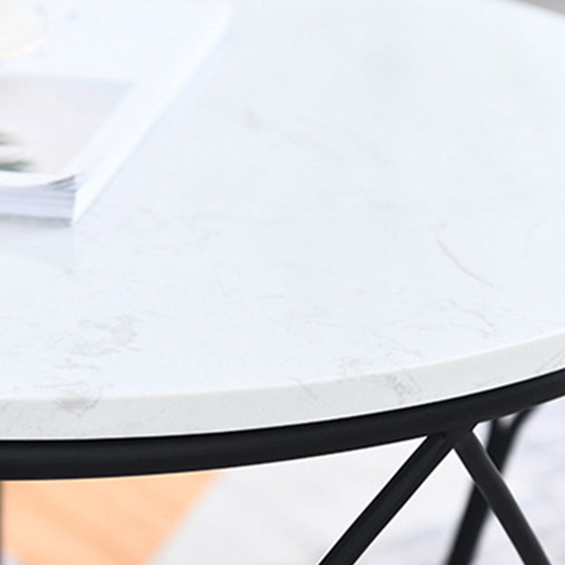 Round Coffee Table Minimalist Coffee Table for Living Room in White