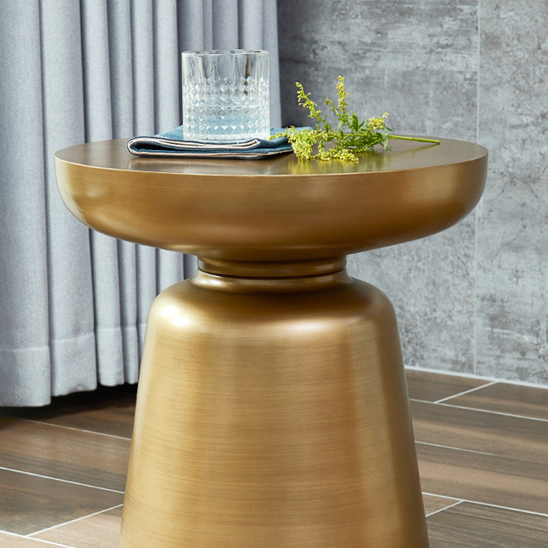 Mid-Century Modern Round Top Coffee Table 16.92"H Iron Pedestal Cocktail Table