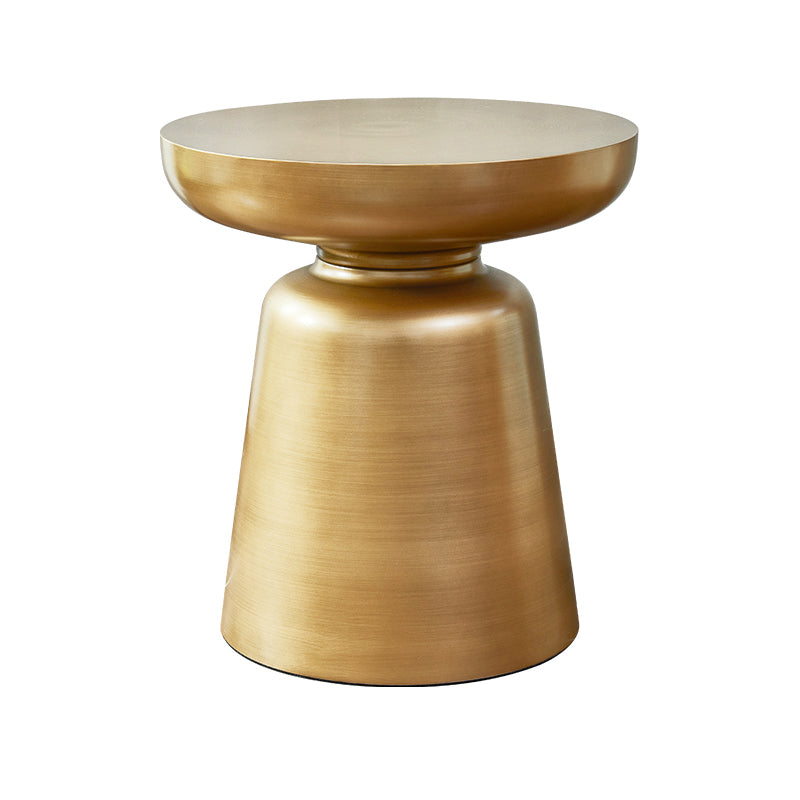 Mid-Century Modern Round Top Coffee Table 16.92"H Iron Pedestal Cocktail Table