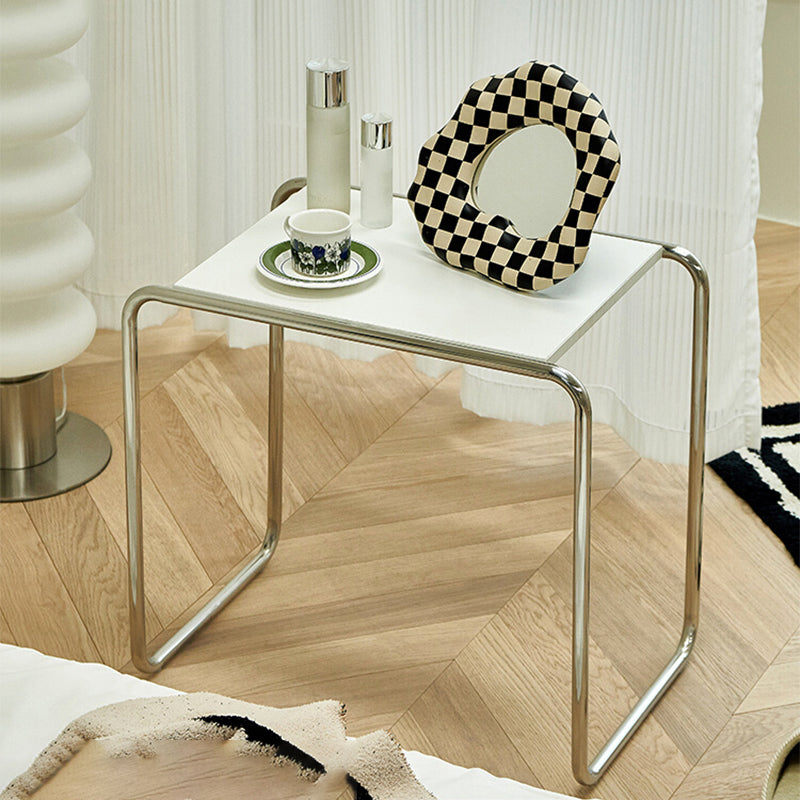 Minimalist Rectangular 15.7" D End Table Modern Steel Sled Side Table