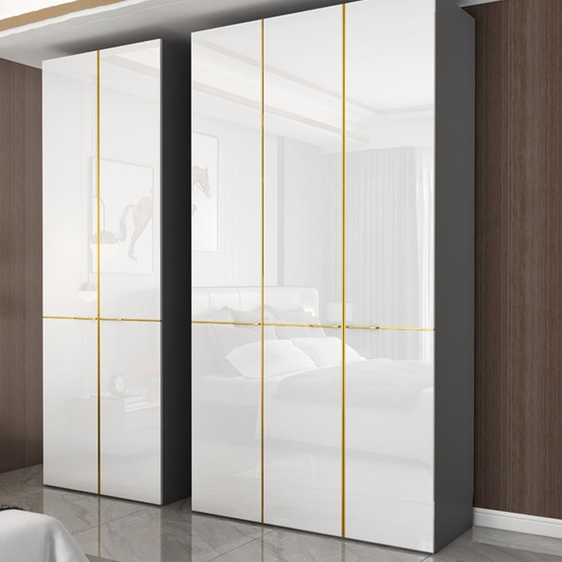 Modern Rectangle Wardrobe Cabinet Wooden White Cabinet with Clothes Rail