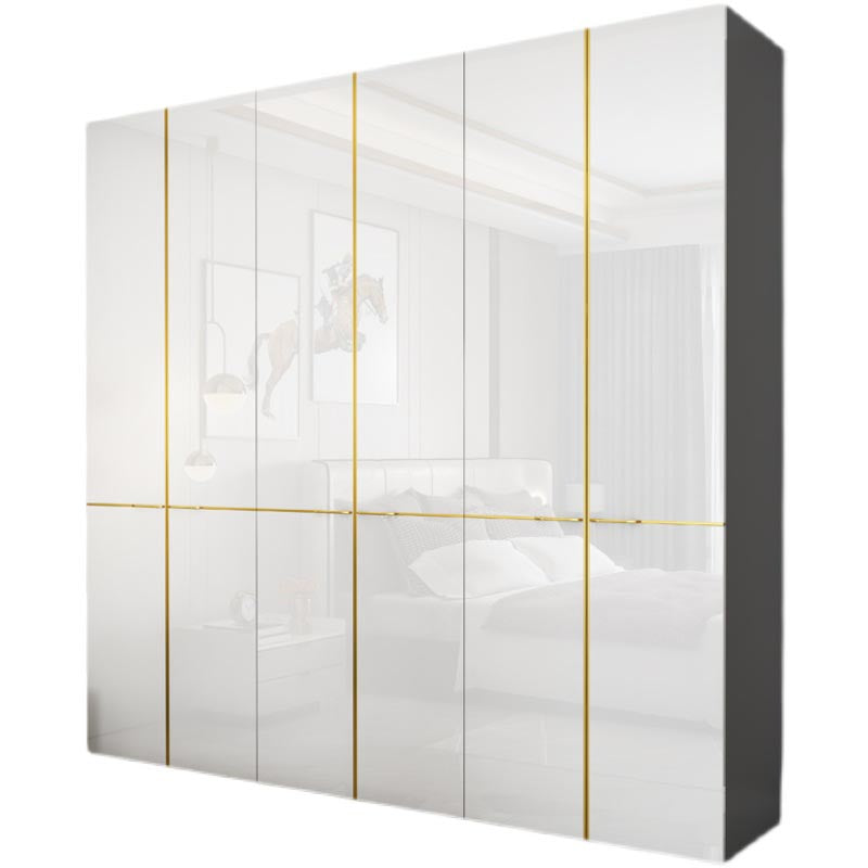 Modern Rectangle Wardrobe Cabinet Wooden White Cabinet with Clothes Rail