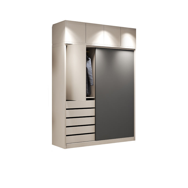 Modern Style Sliding Doors Armoire Wooden Storage Cabinet with Shelves