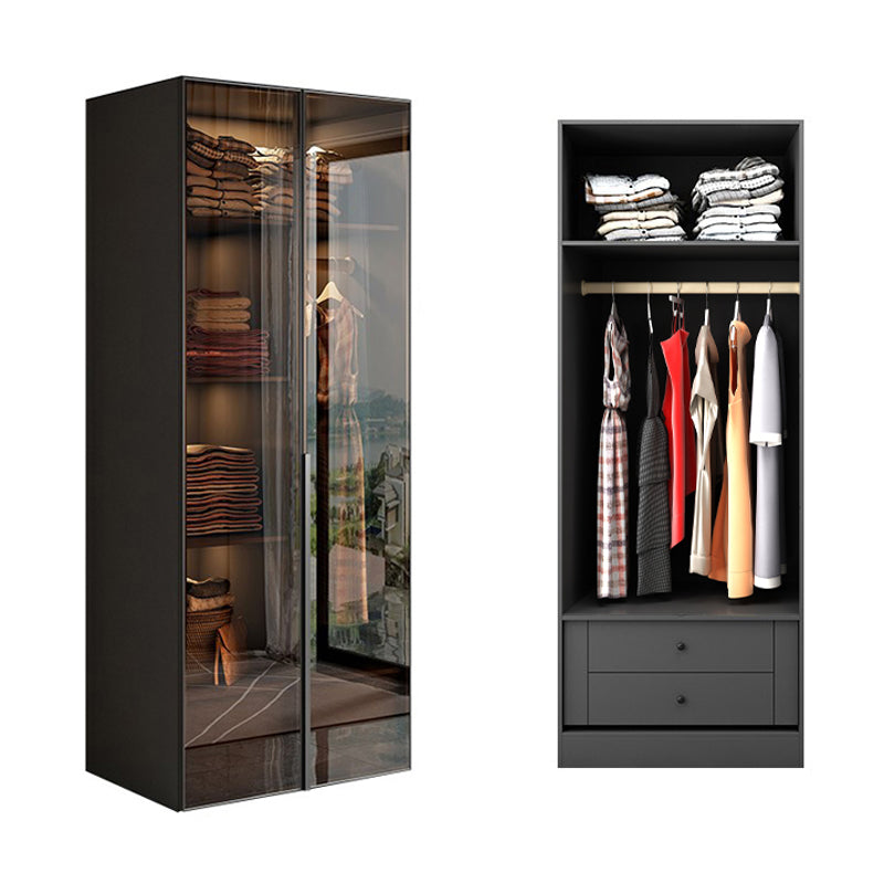 Modern Style Glass Wardrobe Bedroom Wardrobe Closet with Soft Close Door