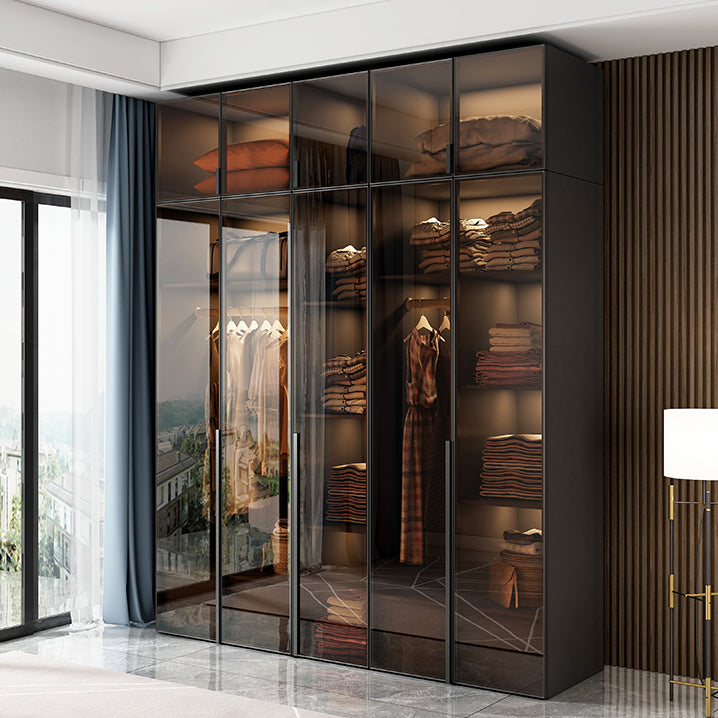 Modern Style Glass Wardrobe Bedroom Wardrobe Closet with Soft Close Door