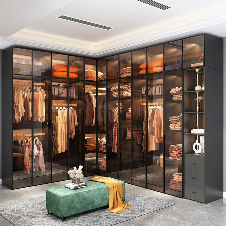 Modern Style Glass Wardrobe Bedroom Wardrobe Closet with Soft Close Door