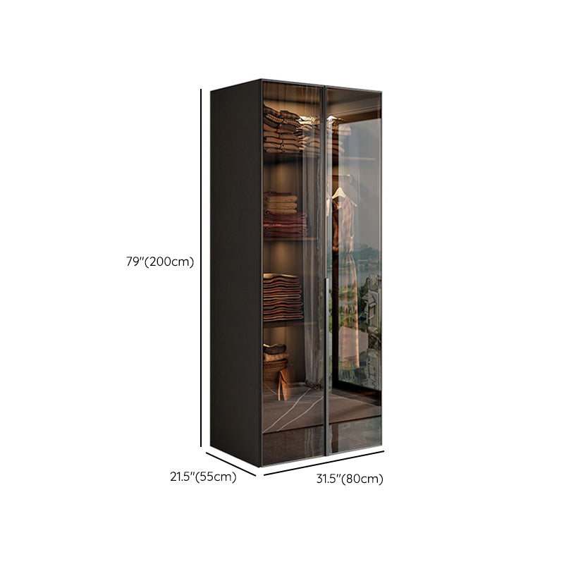 Modern Style Glass Wardrobe Bedroom Wardrobe Closet with Soft Close Door