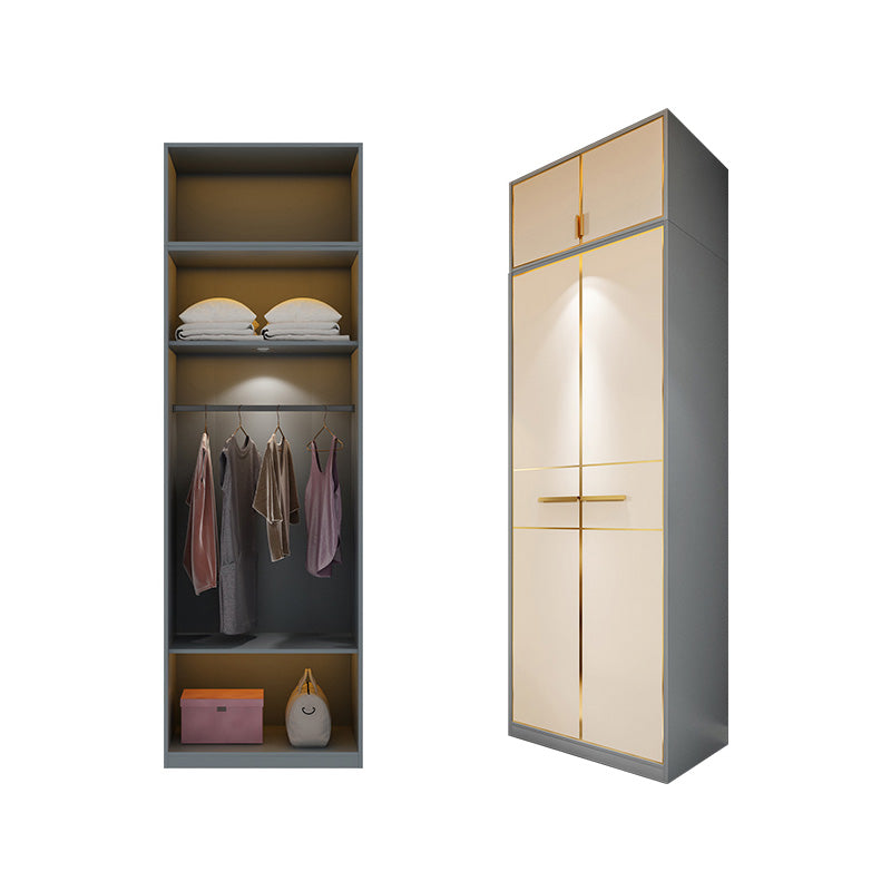 Modern Wooden Wardrobe Cloth Rod Included Wardrobe Closet with Soft Close Door