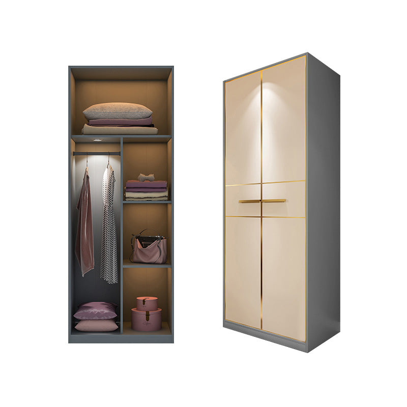 Modern Wooden Wardrobe Cloth Rod Included Wardrobe Closet with Soft Close Door