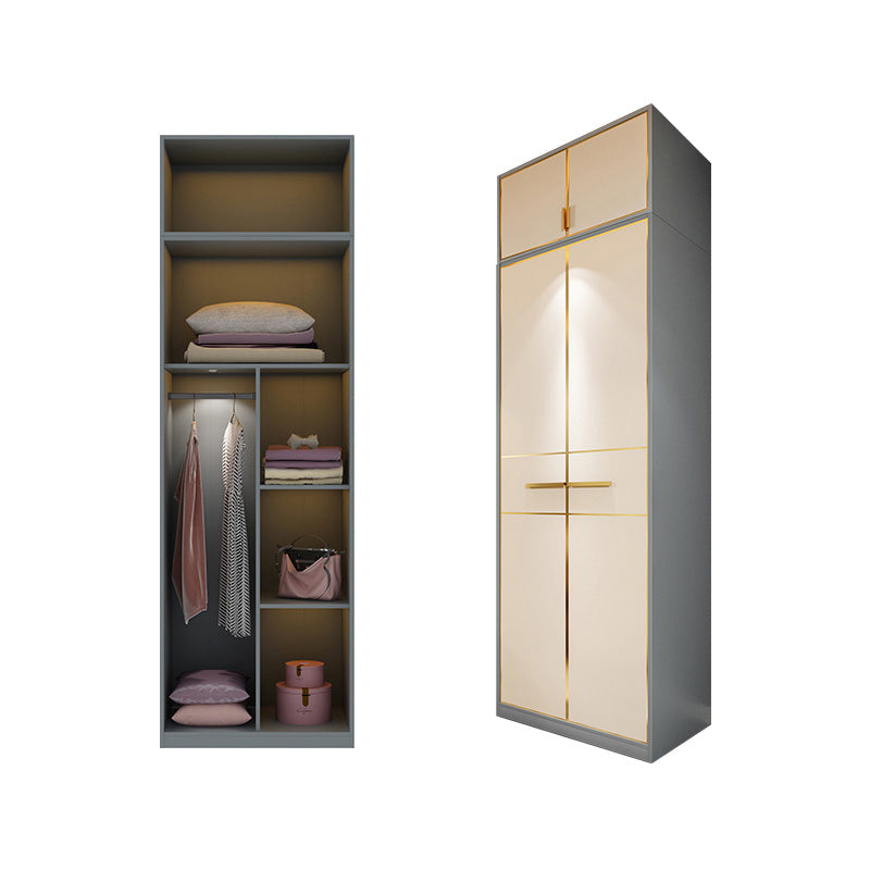 Modern Wooden Wardrobe Cloth Rod Included Wardrobe Closet with Soft Close Door