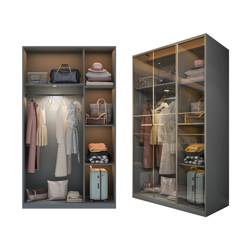 Modern Wooden Wardrobe Cloth Rod Included Wardrobe Closet with Soft Close Door