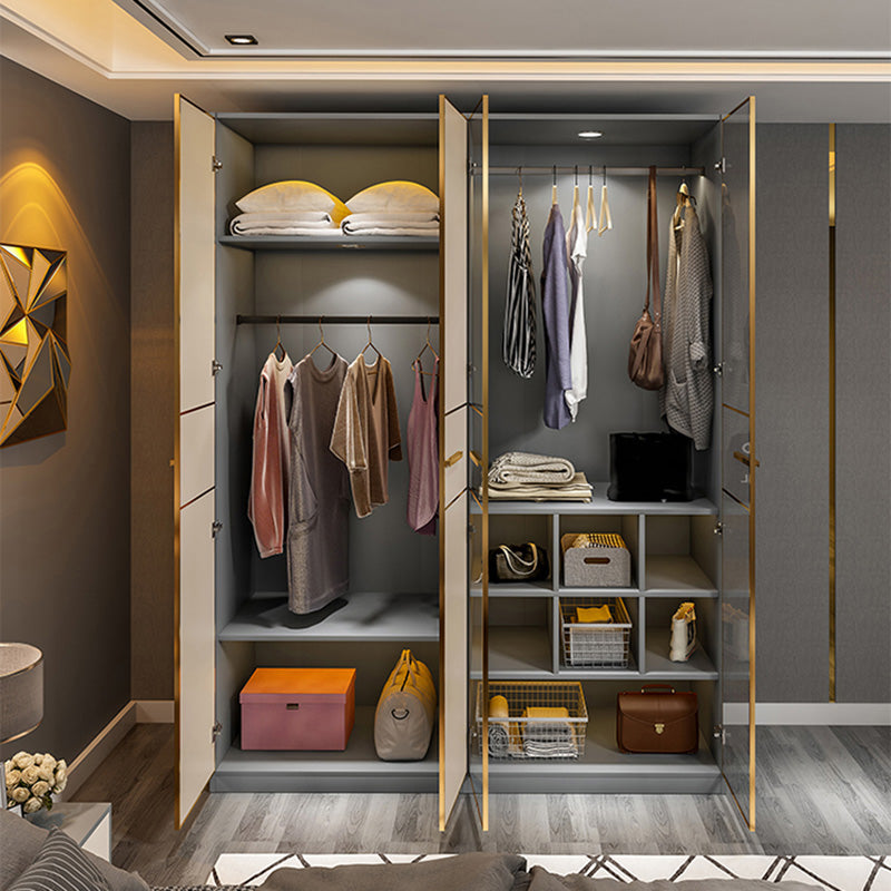 Modern Wooden Wardrobe Cloth Rod Included Wardrobe Closet with Soft Close Door