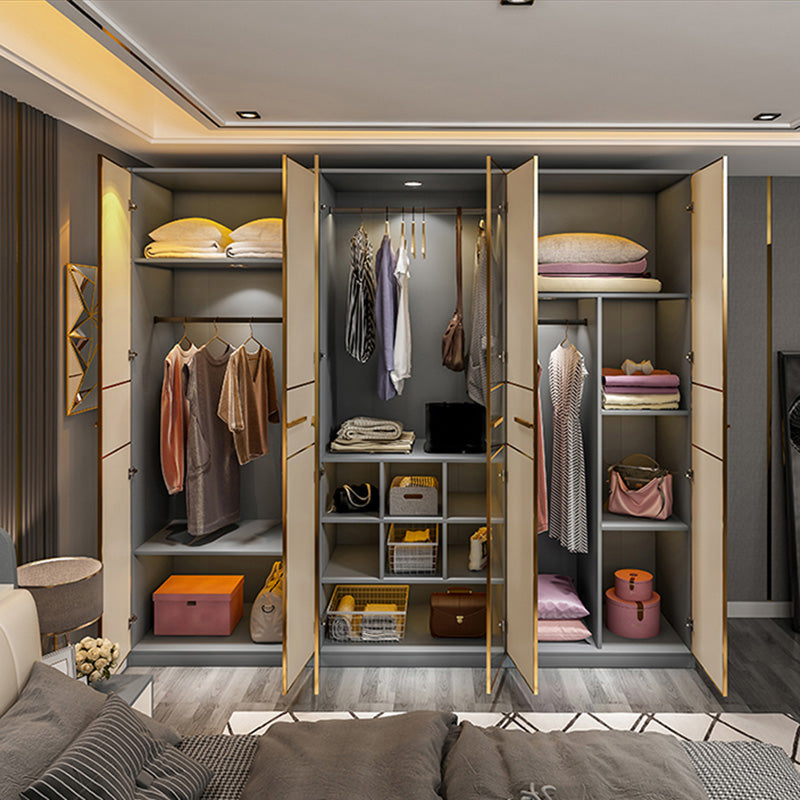 Modern Wooden Wardrobe Cloth Rod Included Wardrobe Closet with Soft Close Door