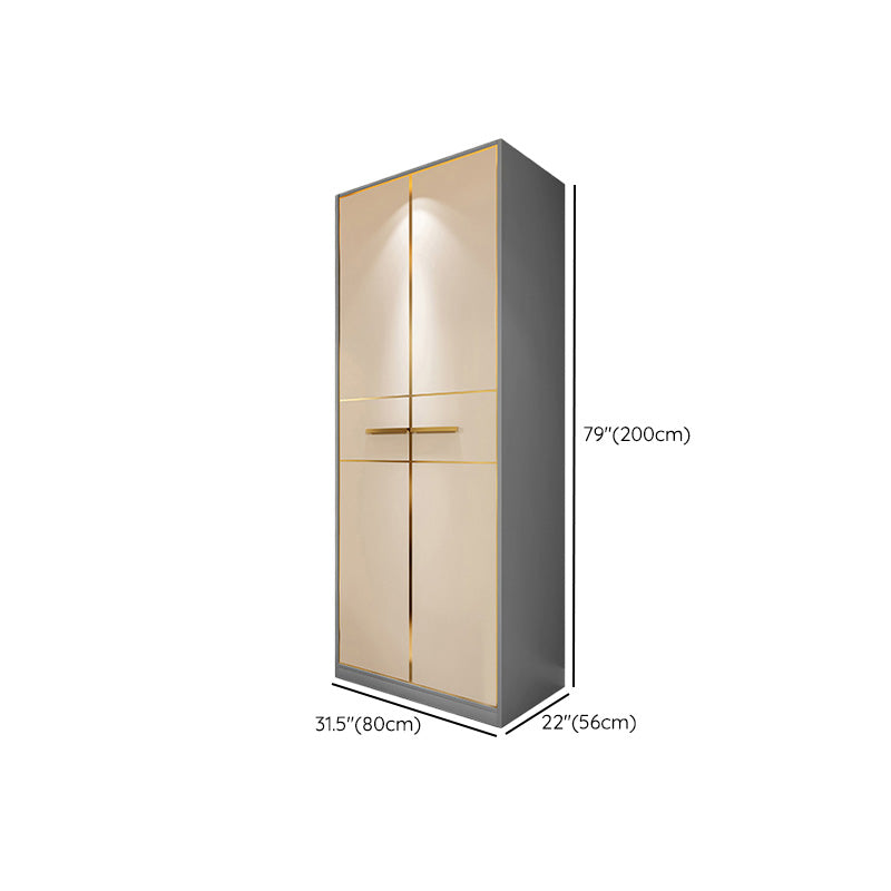 Modern Wooden Wardrobe Cloth Rod Included Wardrobe Closet with Soft Close Door