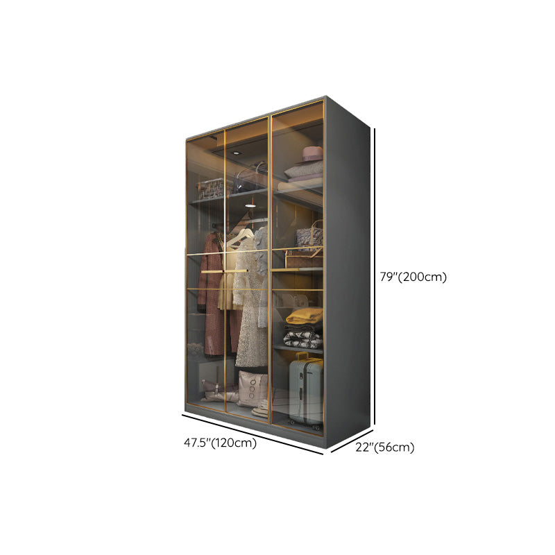 Modern Wooden Wardrobe Cloth Rod Included Wardrobe Closet with Soft Close Door